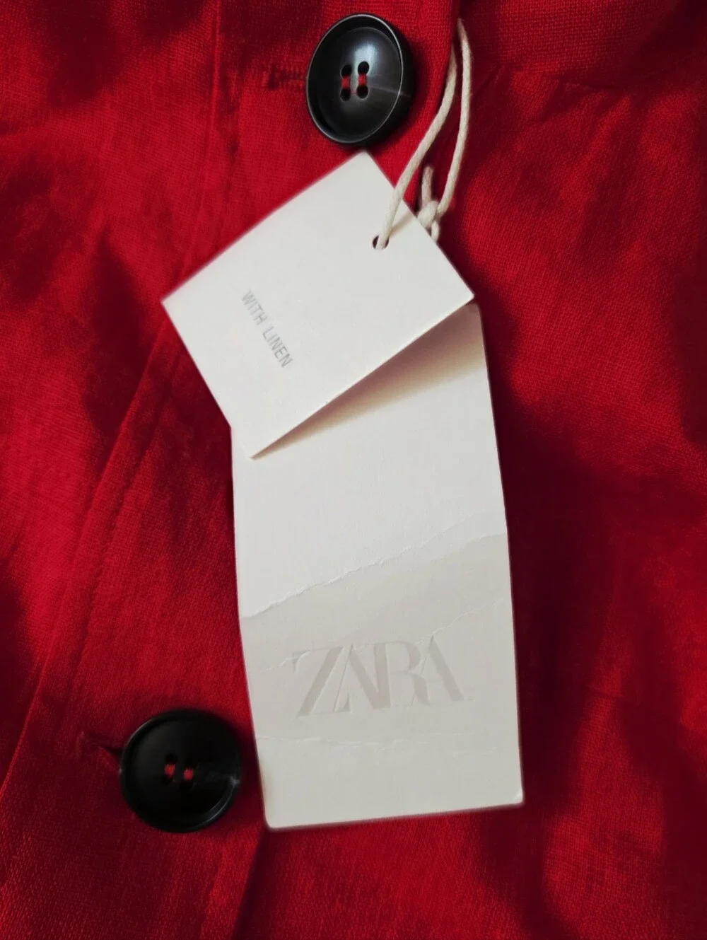 ZARA HIGH NECK LINEN BLEND JACKET RED Size S